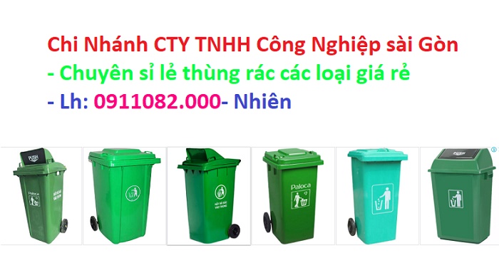  Nơi cung cấp thùng rác giá rẻ tại trà vinh- thùng rác 120 lít 240 lít 660 lít màu xanh- lh 09110820