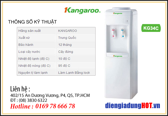 Cây nước nóng lạnh Kangaroo KG34C giảm giá Tết Bính Thân