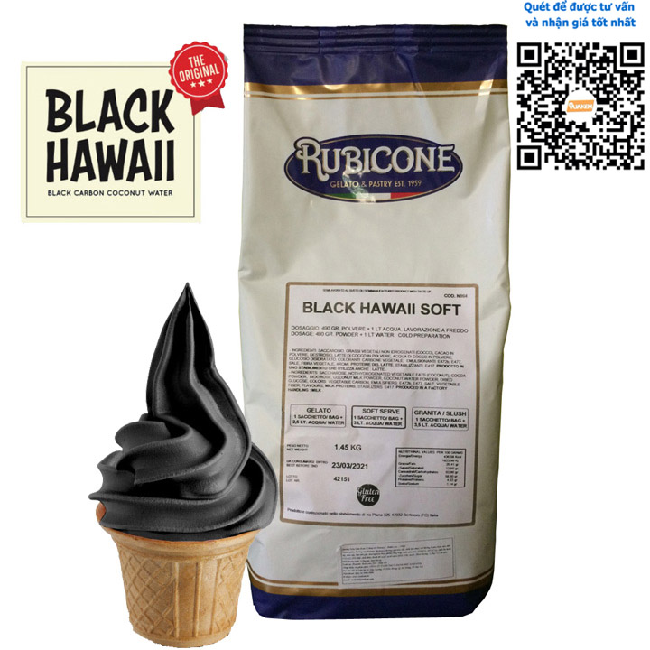 Rubicone Black Hawaii - Bột làm kem tươi, gelato vị Than Tre