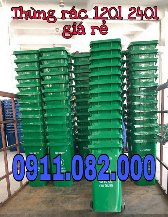 Mua thùng rác 120 lít ở đâu giá rẻ- thùng rác 240l 660l- lh 0911.082.000