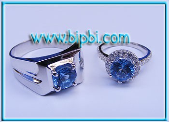 Nhẫn đôi đá xanh - SR 036