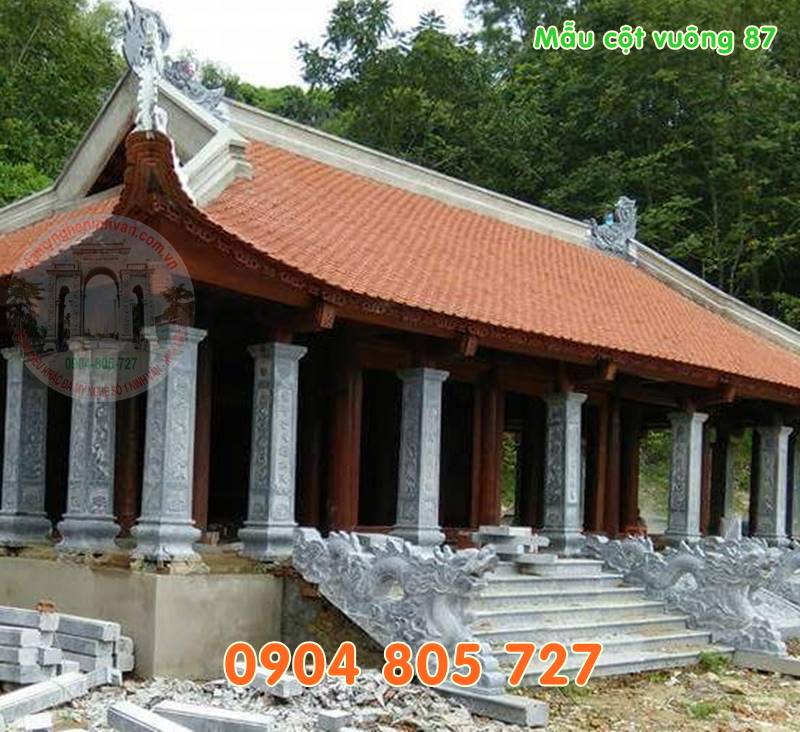 Hình ảnh 13 mẫu cột vuông nhà thờ đình chùa bằng đá đẹp năm 2020