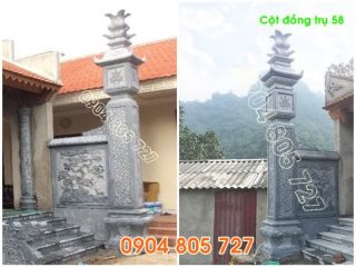 Cột đồng trụ ngoài hiên nhà thờ họ bằng đá đẹp tại Quảng Ninh 58