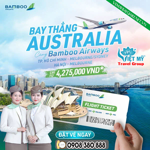 Vé đi Melbourne, Sydney giá từ 4.275.000đ Bamboo