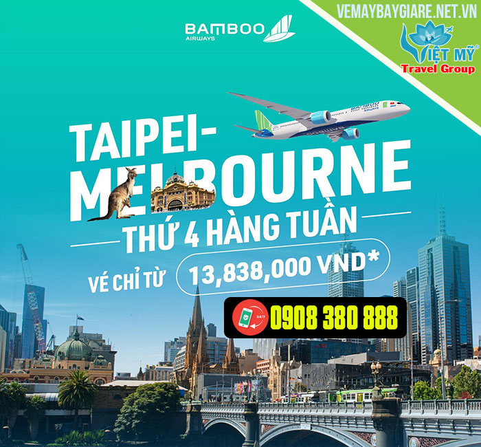 Đài Bắc đi Melbourne hãng Bamboo giá từ 13.838.000vnđ 